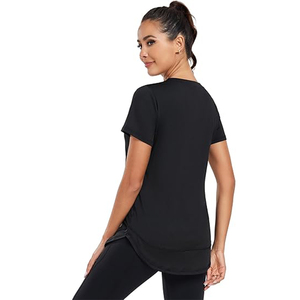Chemise de fitness à manches courtes pour femmes Col rond Sports Yoga Running Clothes Top Side Split T-shirt - Product Image 5