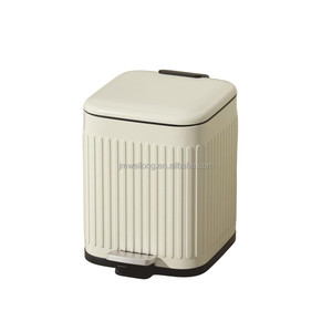 سلة تتحرك بدواسة سعة 6 لتر مربعة الشكل مع غطاء داخلي يغلق بسلاسة سلة قمامة سلة قمامة مرحاض مطبخ سلة قمامة بتصميم تراثي - Product Image 1