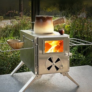 Estufa de leña para acampar al aire libre, de acero inoxidable 430, portátil, multifuncional, para cocinar, calentar y hacer barbacoa. - Product Image 1