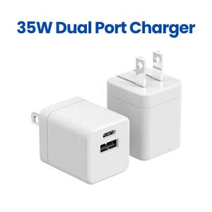 Chargeur professionnel double port PD 35W USB-C + QC 3.0 USB-A, adaptateur d'alimentation à charge rapide pour <span class=keywords><strong>téléphone</strong></span> portable, tablette, prise US EU UK CE - Product Image 1
