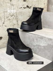 Winter 2025 <strong>Women's</strong> High Top <strong>Boots</strong> Genuine Leather Chunky Heel Back Zipper Closure Elastic Slimming Fashion Height Increasing - Product Image 6