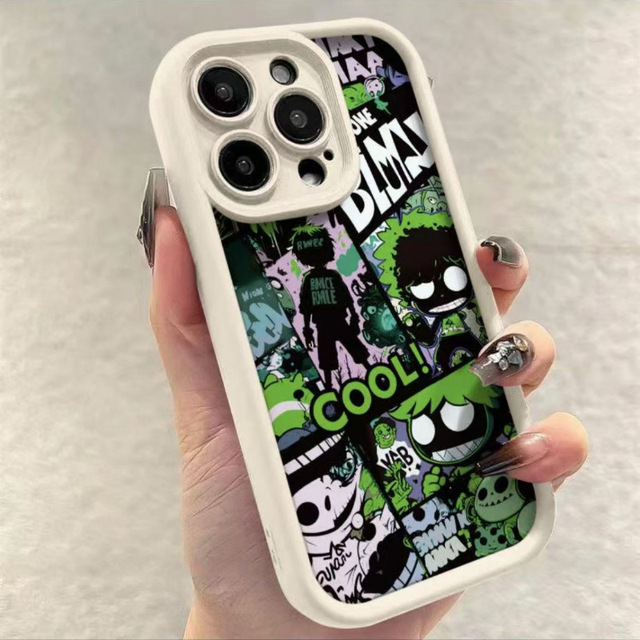 DAMAI Green Boy Cross-Border Trade Compatible TPU Shockproof Phone Case for 16/15/14/13/12/11 12promax High Bamboo Phone Grip