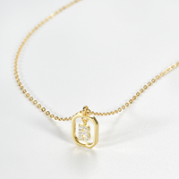 Collier Alphabet en Argent 925 Plaqué Or 18K FUAMAY, Bijoux de Mode, Collier Lettre Initiale avec Anneau Carré