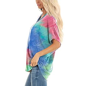 Nuovo Arrivo delle Donne T-Shirt Tie-Dye Gradiente Stampato Tee Shirts O Collo Casuale Manica Corta Tee Shirt Top - Product Image 2