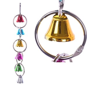 5 uds. Columpio de escalada para pájaros domésticos con campanas colgantes coloridas y <span class=keywords><strong>hamaca</strong></span> de madera para loros accesorios decorativos de percha <span class=keywords><strong>colgante</strong></span> - Product Image 3