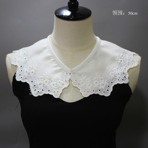 Colletto in Pizzo Francese Bianco Reversibile Ricamato Traforato Staccabile per Accessori d'Abbigliamento - Product Image 4