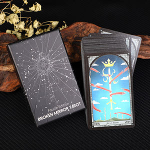 <span class=keywords><strong>Mazzo</strong></span> di Tarocchi Specchio Rotto Quarta Edizione, <span class=keywords><strong>Carte</strong></span> in Stile Vetro Dipinto, Bordo Argento Laser - Product Image 4