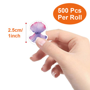 Vente directe d'usine d'autocollants sur le thème de la vie marine, crabe de dessin animé, hippocampe, étiquettes personnalisées en <span class=keywords><strong>papier</strong></span> cuivre, 1 pouce, forte adhérence - Product Image 3
