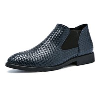 Chaussures habillées pour hommes à enfiler, style mode, en cuir PU, tissées à la main, nouveau modèle classique, pour hommes d'affaires, costumes et mariages, au style unique