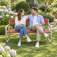 Banc de jardin extérieur en acier inoxydable avec dossier pour parc, patio, cour, hôtel, école, restaurant, villa