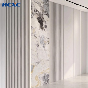 Panneau mural intérieur en composite bois-plastique (WPC) style décoration moderne, revêtement mural rainuré en PVC pour intérieur - Product Image 1