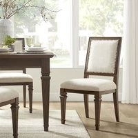 Chaise de salle à manger contemporaine en bois massif avec siège en cuir et tissu imperméable, mobilier de maison