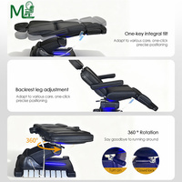 Table de massage électrique pliable de luxe noire à 3 moteurs, en PU, réglable, avec repose-pieds, accoudoirs et base LED