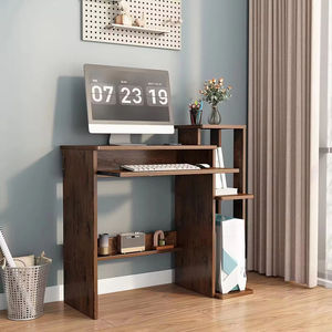 <span class=keywords><strong>Bureau</strong></span> d'ordinateur portable moderne en bois <span class=keywords><strong>avec</strong></span> plateau latéral pour clavier et <span class=keywords><strong>étagère</strong></span> - <span class=keywords><strong>Bureau</strong></span> compact pour le travail à domicile - Product Image 2