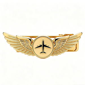 Pinza de Corbata de Metal Chapada en Oro con Diseño 3D en Relieve de Alas, Estrella y Laurel, Esmalte Duro, Accesorios de Vestir para Hombre - Product Image 2