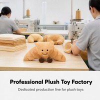 Peluche en forme de croissant - Super douce en polyester et coton lavé, adorable poupée alimentaire, cadeau anti-stress