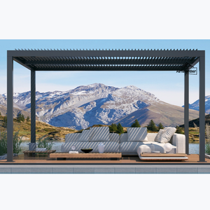 Pérgola <span class=keywords><strong>de</strong></span> techo <span class=keywords><strong>de</strong></span> Louvre motorizada gris ecológica, estilo Pergula <span class=keywords><strong>de</strong></span> 3x3m <span class=keywords><strong>con</strong></span> persianas laterales, fácil montaje para decoraciones <span class=keywords><strong>de</strong></span> jardín, Turquía - Product Image 5