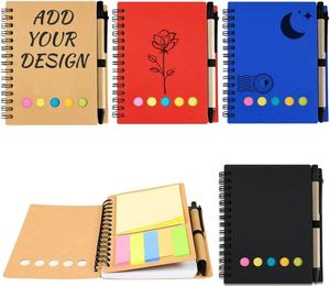 Custom Logo Spiral Steno Notebook with Paper Cover Suitable for Students Adults with <b>Sticky</b> Notes and Colored Index <b>Tabs</b> - Product Image 1