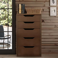 Armoire à dossiers en bois moderne à 5 tiroirs, poignées dissimulées, gain de place, écologique, grande capacité, organisateur certifié CE pour la maison