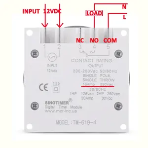 Minuteur numérique programmable hebdomadaire intelligent TM619-4 12V DC avec couvercle étanche, piles incluses, certifié CE/RoHS Z38 - Product Image 5