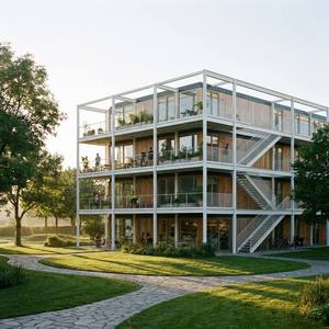 Maison modulaire préfabriquée moderne en conteneurs, espace de vie portable, complexe d'appartements de dortoirs pour employés à haute densité avec escalier - Product Image 1