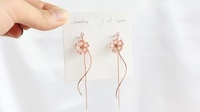 Anting Gantung Asimetris Motif Bunga Sakura Gaya Jepang Korea untuk Wanita, Desain Peri Sederhana dan Unik, Lapisan Elektroplating Tahan Lama
