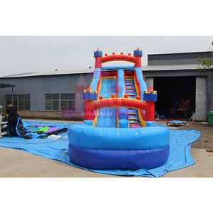 Scivolo d'Acqua Gonfiabile Gigante a Tema Castello, Rosso e <span class=keywords><strong>Blu</strong></span>, Doppia Corsia con Piscina per <span class=keywords><strong>Noleggio</strong></span> Commerciale Estivo e Carnevale - Product Image 5