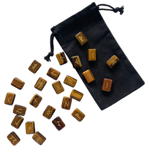 Tiger Eye Raw Stone Divination Fortune <b>Sets</b> Engraved Healing Rune - Product Image 5