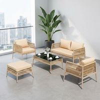 Bestseller 5-teiliges Rattan-Gartenmöbel-Set OEM Outdoor Aluminium-Sofagarnitur Garten-Sessel Wasserdicht