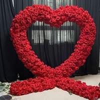 Alquiler de Decoración para Fiestas de Compromiso, Centros de Mesa de Rosas Rojas de Seda y Plástico Blancas para Bodas, Arcos de Corazón de 7-8 pies para Novias