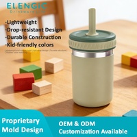 Gobelet isotherme moderne et minimaliste en acier inoxydable de 10 oz pour enfants, avec manchon en silicone résistant aux chutes et paille, personnalisable avec logo