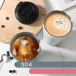 แก้วกาแฟเก็บความร้อนขนาด 380 มล. พร้อมขีดบอกปริมาณ ทำจากสแตนเลส 304 พกพาสะดวก แก้วกาแฟเดินทาง สกรีนโลโก้ได้ - Product Image 5