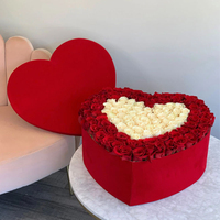 Boîte à fleurs cadeau en forme de coeur en velours rouge de luxe pour la Saint-Valentin boîte à fleurs de fête de mariage boîte d'emballage cadeau pour bouquet