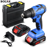 Perceuse à percussion sans fil 21V avec moteur sans balais, batterie Li-ion 2Ah, vitesse variable, réversible, couple maximal de 35N.m