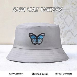 Sombrero de Pescador Unisex de Primera Calidad, Plegable, con Bordado de Mariposa, Casual, de Algodón, Estilo Panamá, para Adultos - Product Image 3