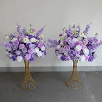 Künstliche Lila Seidenrosen-Blumenkugel als Tischdekoration für Hochzeit, Halloween, Weihnachten und Veranstaltungen