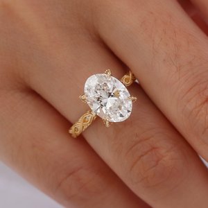 Bague de fiançailles vintage en or rose 10 carats avec diamant de laboratoire taille ovale 2,0 carats pour femme Xinfly, bijou de mode, alliance de mariage, design personnalisé - Product Image 5
