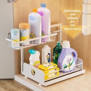 Étagère coulissante à 2 niveaux Étagères de <span class=keywords><strong>rangement</strong></span> <span class=keywords><strong>sous</strong></span> l'évier Organisateur d'armoire coulissante - Product Image 5