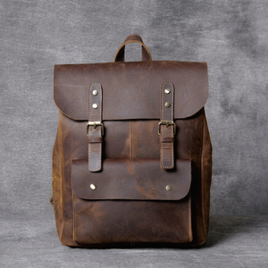 Luxury Custom Genuine Leather Backpack Mens Laptop Bag Durable Travel <b>Rucksack</b> Outdoor Real Leather Daypack Bag LBK-0110 - Product Image 1