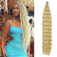 Extensions de cheveux synthétiques de haute qualité, design Deep Water Wave, queue de cheval longue au crochet, fibre haute température teinte, effet Yaki lisse