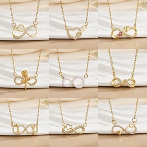 Groothandel Dames Infinity Sieraden RVS Verguld Zirkoon Infinity Hangertje Ketting voor Dames - Product Image 5