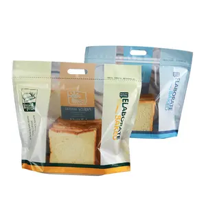 Fornecedor de embalagem personalizada Opp Impressão de plástico Padaria 450g Saco de pão torrado Sacos de pão fatiados com alça com zíper