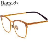 Gafas Borregls con Montura de Titanio Colorida para Hombre, Diseño Cuadrado de Marca 2025, Lentes Ópticas de Alta Calidad para Mujer, Modelo 185902