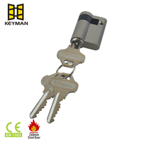 Cylindre européen en laiton semi-fin Keyman ignifuge et durable EN1303 45 mm avec 3 clés pour serrure à mortaise CE, finition nickel satiné