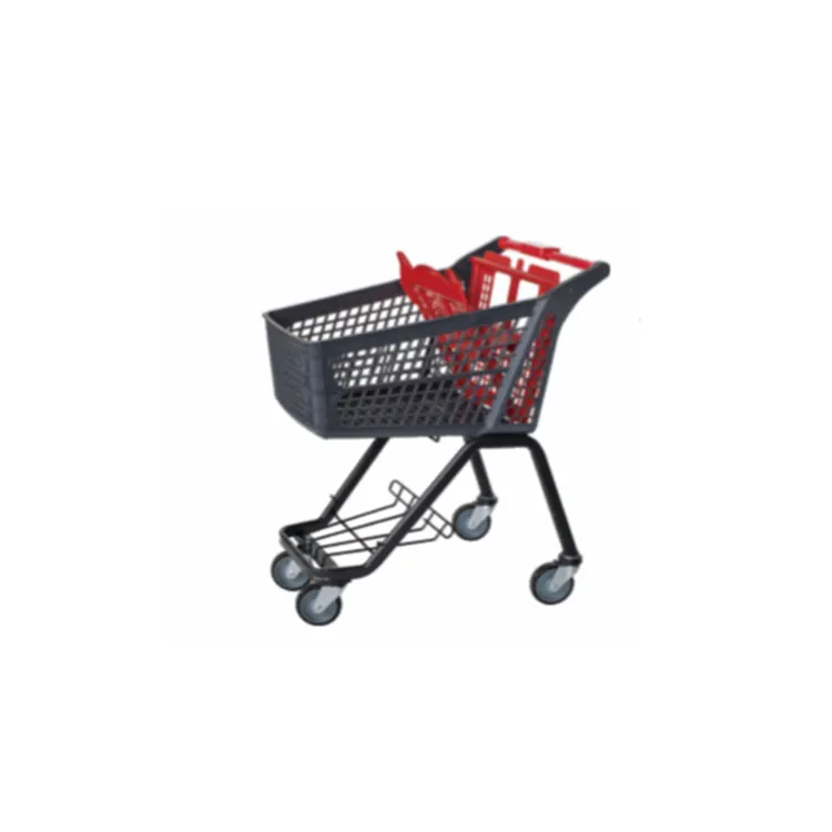 Hot Koop Supermarkt Winkelwagentje Hand Push Karren Plastic Winkelen Trolley Hand Trolley