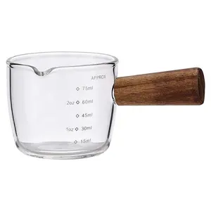 Petite tasse à lait en verre Tasse à expresso Tasse à mesurer d'extraction avec bidon à lait gradué Trémie de jus alimentaire occidentale