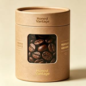 Honest Vantage Premium Select Coffee Beans 100% Arabica Rigid Cylinder <b>Packaging</b> Gold Foil Design - Product Image 5