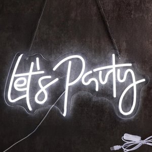 Enseignes néon LED « Let's Party » pour montage mural, décoration maison, centre commercial, parc, anniversaire, mariage, fête, hôtel, bar, entreprises, hôpitaux - Alimentation USB - Product Image 2
