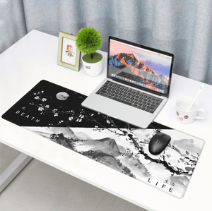 Grand tapis de souris de jeu XL noir et blanc avec motif de cerisier japonais et de fleurs de cerisier roses, design cool, 31,5 <span class=keywords><strong>x</strong></span> 11,8 pouces - Product Image 3