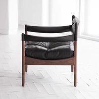Fauteuils nordiques fauteuil en bois en cuir moderne chaise de canapé simple Vintage chaise d'accent de Relaxation fauteuil de salon pour la maison